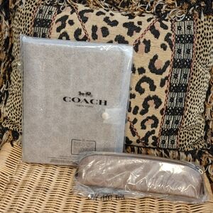 Coach Notebook/Planner In Signature Canvas & Pencil Case Set - Tan/Brown